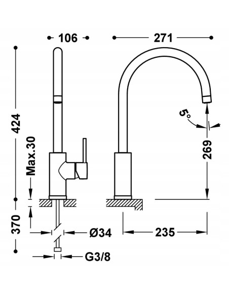 Bateria kuchenna stojąca TRES czarny 23044005NM