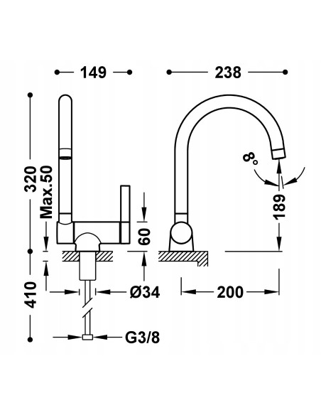 Bateria kuchenna stojąca TRES srebrny 23033502
