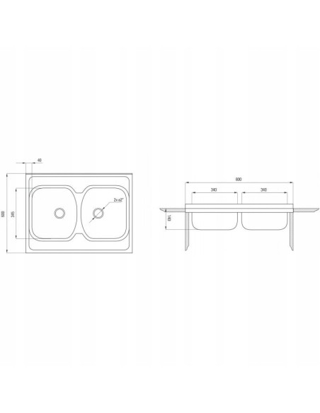 Zlewozmywak dwukomorowy Deante TANGO stal srebrny