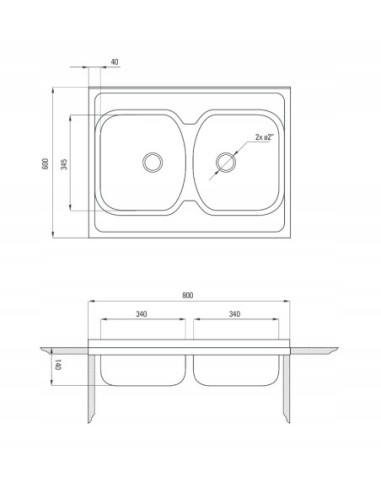 Zlewozmywak dwukomorowy Deante TANGO stal srebrny