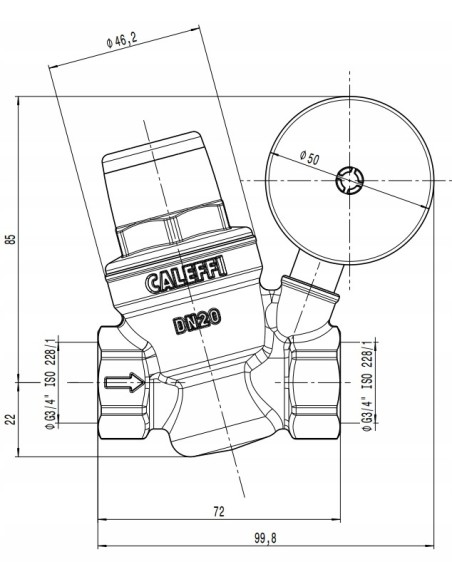 caleffi regulator ciśnienia wody z manometrem 533251
