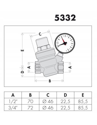 caleffi regulator ciśnienia wody z manometrem 533251