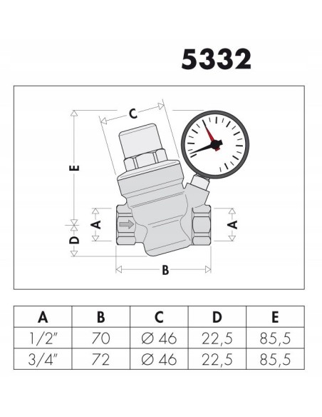 caleffi regulator ciśnienia wody z manometrem 533251