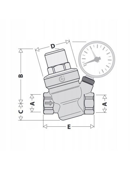 CALEFFI REDUKTOR CIŚNIENIA 15 + MANOMETR 533241