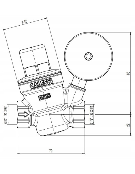 CALEFFI REDUKTOR CIŚNIENIA 15 + MANOMETR 533241