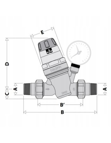 REDUKTOR CIŚNIENIA 20 CALEFFI Z MAN+WSKAŹNIK 535051