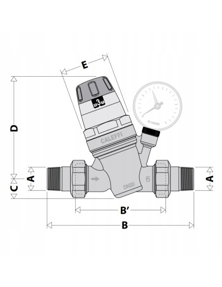 Caleffi reduktor ciśnienia wody z manometrem 535061