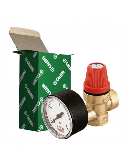 CALEFFI ZAWÓR BEZPIECZEŃSTWA Z MANOMETREM 1/2 3BAR 313430