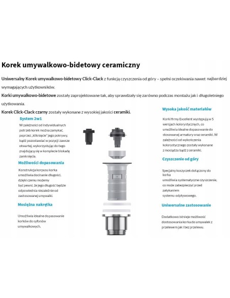 EXCELLENT Korek umywalkowy click-clack miedź szczotkowana ARIN.1485.01CB