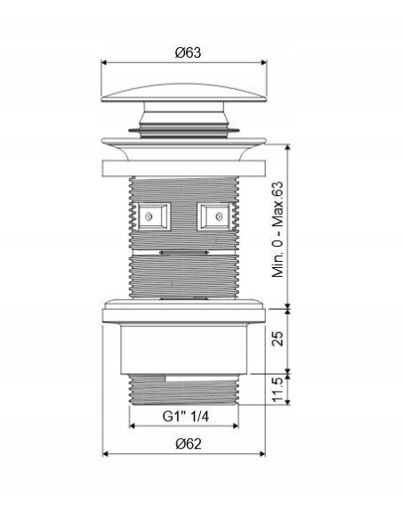 EXCELLENT Korek umywalkowy click-clack miedź szczotkowana ARIN.1485.01CB