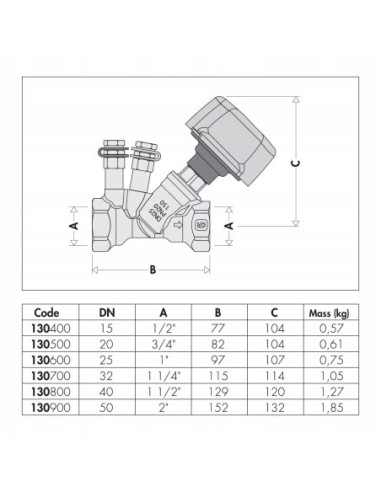 CALEFFI ZAWÓR RÓWNOWAŻĄCY 1/2" RĘCZNY 130400
