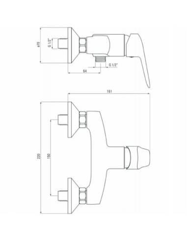 Deante Bateria prysznicowa ścienna Boro chrom BMO_040M