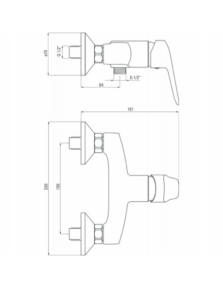 Deante Bateria prysznicowa ścienna Boro chrom BMO_040M