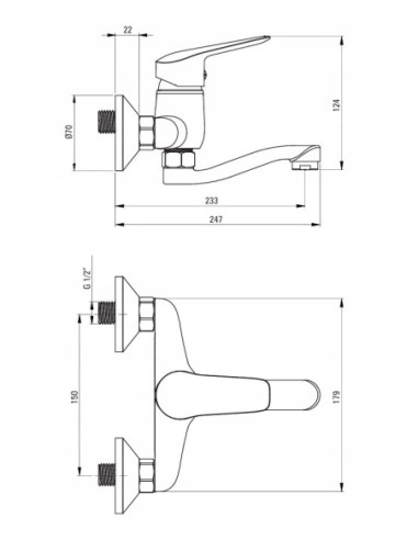 Deante Bateria umywalkowa ścienna Boro chrom BMO_050M