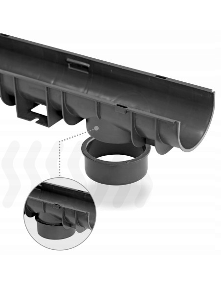 Kanał ze stalową kratką - Odpływ liniowy SL10081100