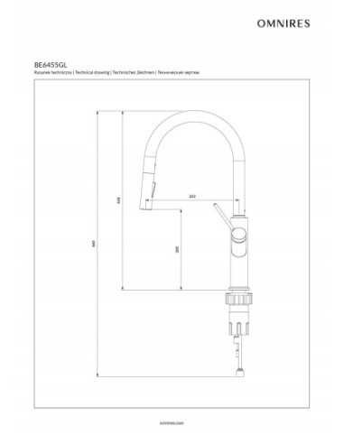Omnires Bend bateria kuchenna stojąca grafit szczotkowany BE6455GR