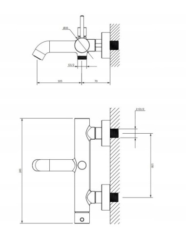 Bateria wannowa jednouchwytowa ścienna Omnires chrom Y1230CR