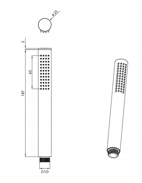 OMNIRES MICRO-RCR Słuchawka prysznicowa 1-funkcyjna CHROM