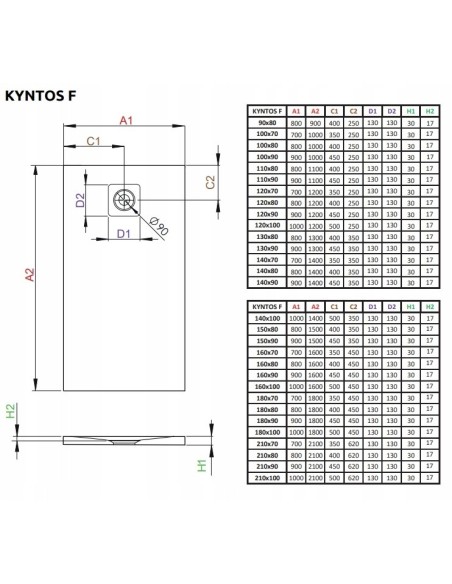 RADAWAY BRODZIK TEOS F 130X90 BIAŁY HTF13090-04
