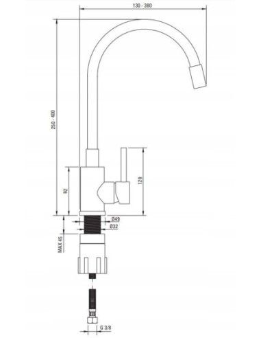 Bateria kuchenna stojąca Deante LUNO czarny, srebrny BOC_B720