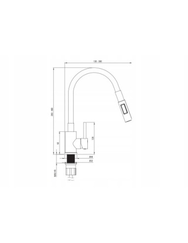 Bateria kuchenna stojąca z elastyczną wylewką Deante Luno czarna BOC_B740
