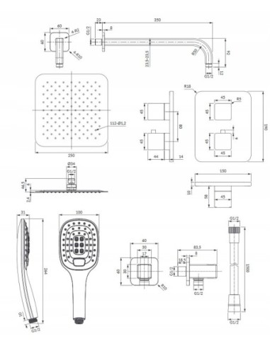 OMNIRES Parma Termostatyczny System Prysznicowy Podtynkowy Chrom SYSPM11CR