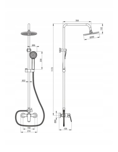 Zestaw prysznicowy z deszczownicą Deante Boro chrom NER_01RK