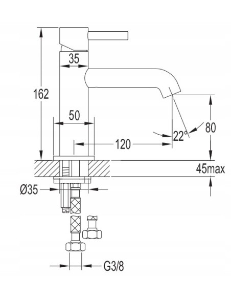 Bateria umywalkowa stojąca Omnires mosiądz szczotkowany Y1210NBSB
