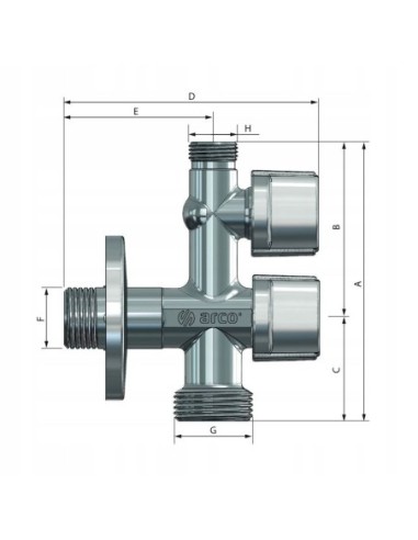ARCO ZAWÓR KĄT.KUL.1/2X3/8 COMB5MAC