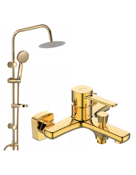 Bateria wannowa jednouchwytowa ścienna Invena GLAMOUR złoty BW02009V