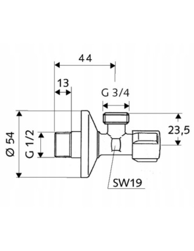 Schell Comfort grzybkowy zawór kątowy 1/2 x 3/4 033000699