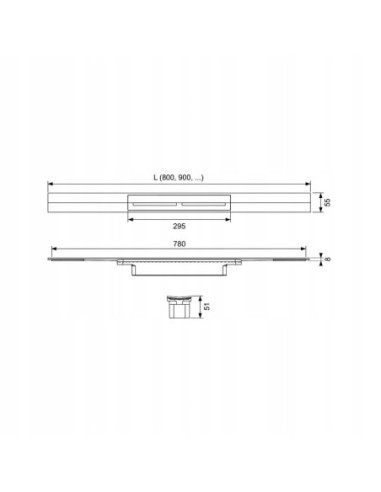 Tece Drainprofile Kompletny odpływ liniowy korpus + ruszt 90 cm stal 670900