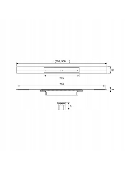 Tece Drainprofile Kompletny odpływ liniowy korpus + ruszt 90 cm stal 670900