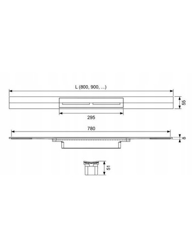 Odpływ liniowy Tece drainprofile STAL SZCZOTKOWANA 100 cm 671000