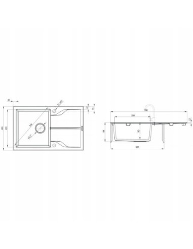 Zlewozmywak jednokomorowy Deante Andante granit czarny