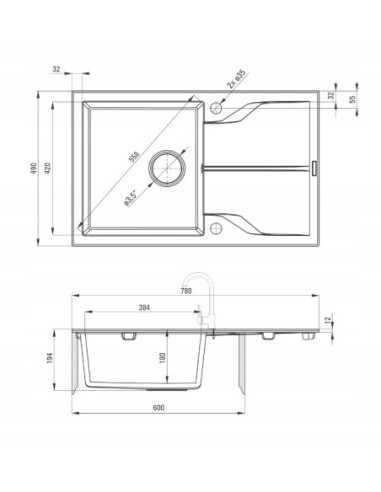 Zlewozmywak jednokomorowy Deante Andante granit czarny