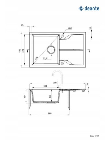 Zlewozmywak jednokomorowy Deante Andante granit czarny