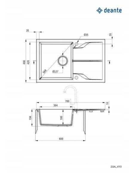Zlewozmywak jednokomorowy Deante Andante granit czarny