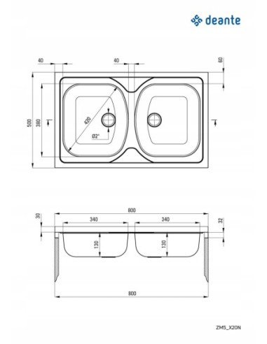 Zlewozmywak dwukomorowy Deante stal srebrny ZM5_020N