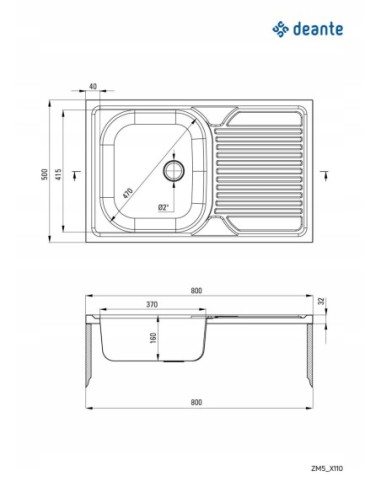 Zlewozmywak jednokomorowy Deante TANGO stal srebrny