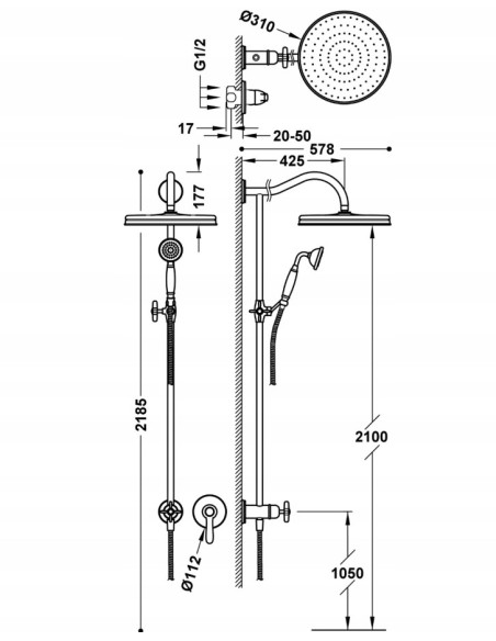 TRES Clasic Zestaw Natryskowy Podtynkowy 24217703AC