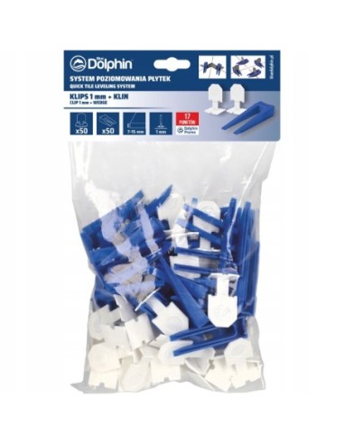 Blue Dolphin Zestaw do poziomowania płytek klips 1mm 50szt. + klin 50szt.
