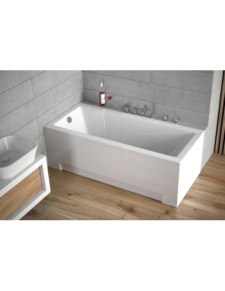 Wanna prostokątna akrylowa Besco Modern odpływ z boku 160 x 70 cm