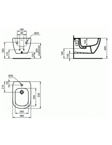 Bidet podwieszany prostokątny Ideal Standard T457001