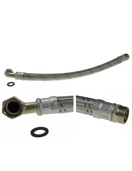 WĄŻ ANTYWIBRACYJNY PRZYŁĄCZENIOWY KOLANKOWY 1" 600mm W OPLOCIE PWA600