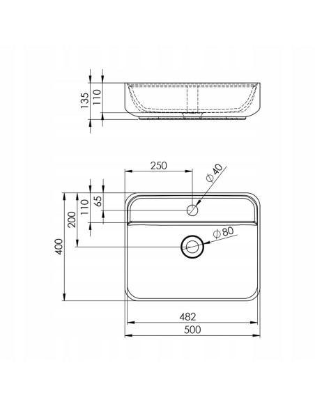 Umywalka Nablatowa Elita Enzo RE040500148060