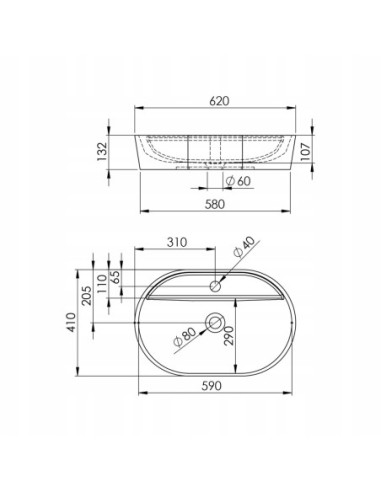 Umywalka Nablatowa Elita Babette RE040620018060