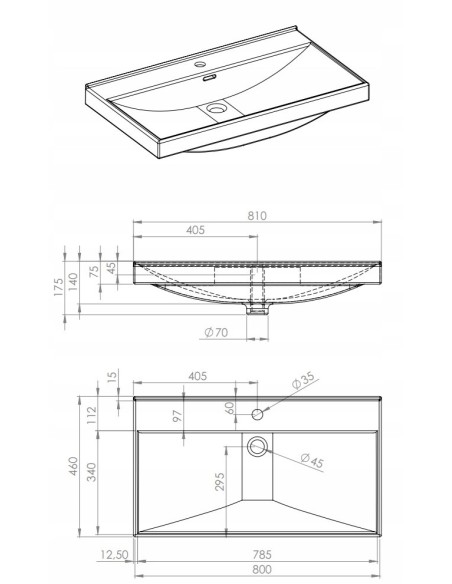 Umywalka Elita Maxxi 80 RE040800078060