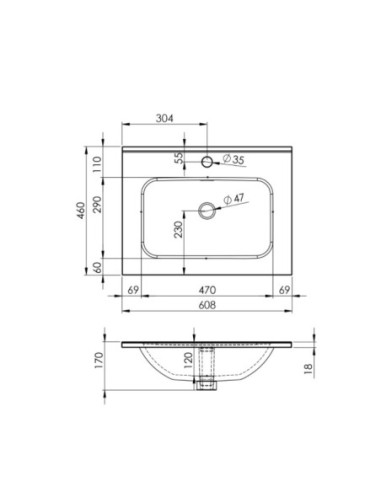 Umywalka Meblowa Elita Skappa RE040603068060