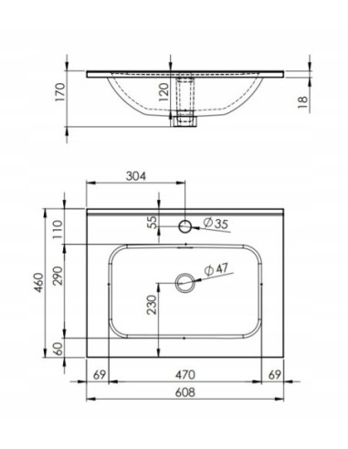Umywalka Meblowa Elita Skappa RE040603068060